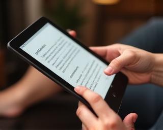 Person reading an ebook on a tablet