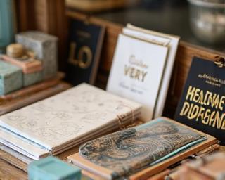 Artistic stationery and gift items displayed